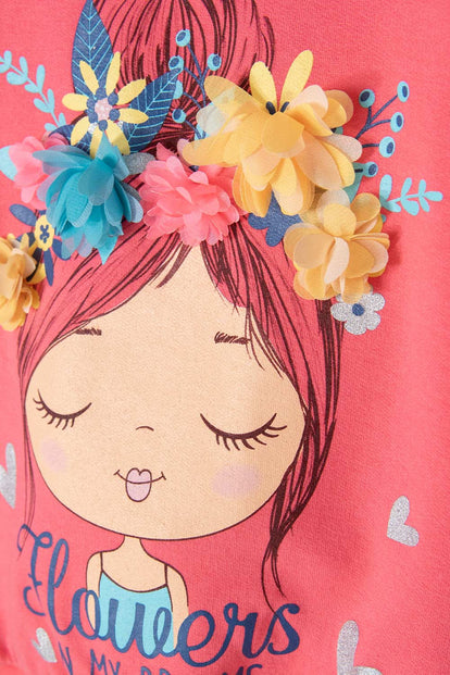 BUZO DE LITTLEMIC CUELLO REDONDO CORAL PARA NIÑA