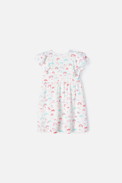 VESTIDO DE LITTLEMIC MANGA CORTA MULTICOLOR PARA NIÑA 2T A 5T