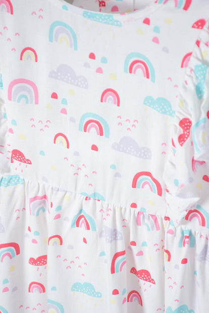 VESTIDO DE LITTLEMIC MANGA CORTA MULTICOLOR PARA NIÑA 2T A 5T
