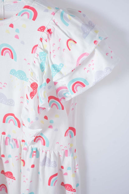 VESTIDO DE LITTLEMIC MANGA CORTA MULTICOLOR PARA NIÑA 2T A 5T