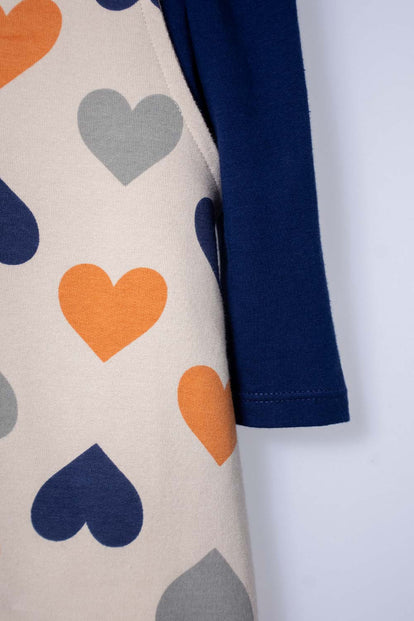 VESTIDO LITTLEMIC TIPO JARDINERA AZUL Y CAQUI PARA BEBÉ NIÑA