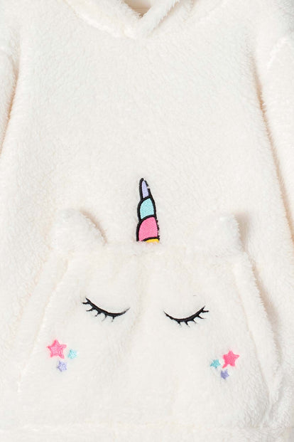 BUZO DE MIC CON CAPUCHA Y CERRADO MARFIL PARA NIÑA