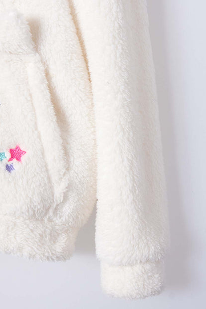 BUZO DE MIC CON CAPUCHA Y CERRADO MARFIL PARA NIÑA