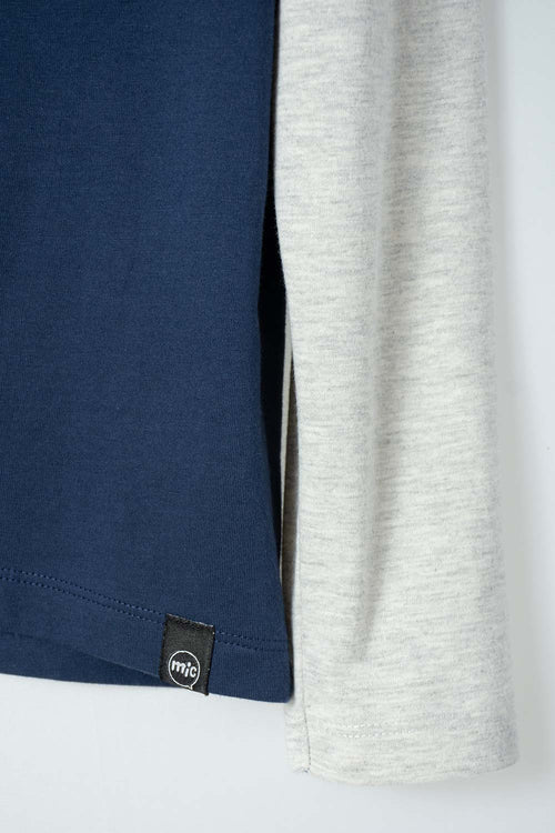 CAMISETA DE MIC MANGA LARGA AZUL Y GRIS PARA NIÑO