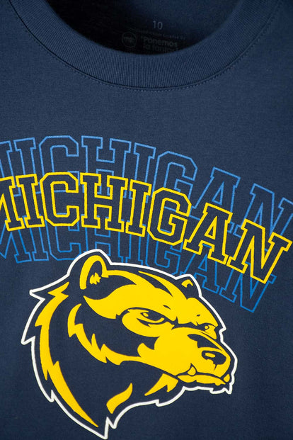 CAMISETA DE MIC MANGA LARGA AZUL Y GRIS PARA NIÑO