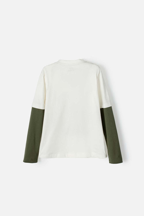 CAMISETA DE MIC MANGA LARGA MARFIL PARA NIÑO