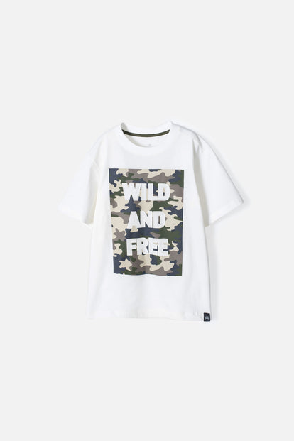 CAMISETA DE MIC MANGA CORTA MARFIL PARA NIÑO