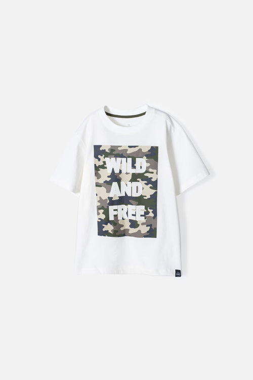 CAMISETA DE MIC MANGA CORTA MARFIL PARA NIÑO