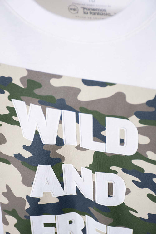 CAMISETA DE MIC MANGA CORTA MARFIL PARA NIÑO