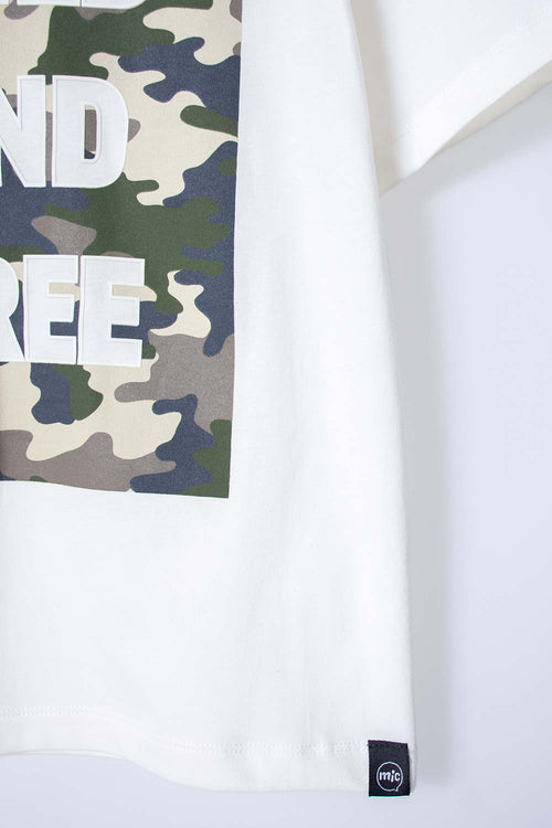 CAMISETA DE MIC MANGA CORTA MARFIL PARA NIÑO