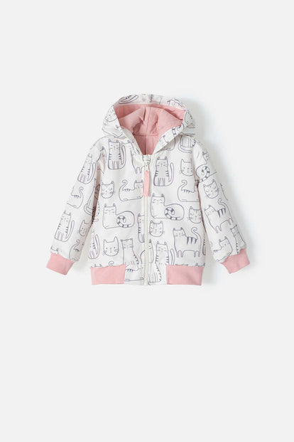  CHAQUETA DE LITTLEMIC CON CAPUCHA MARFIL Y PALO DE ROSA PARA BEBÉ NIÑA