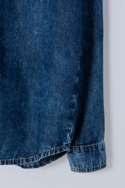 CAMISA MIC EN DENIM TONO MEDIO MANGA LARGA PARA NIÑO