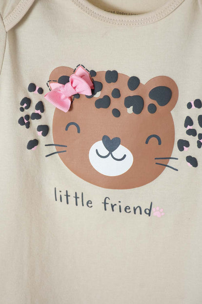 CONJUNTO LITTLEMIC CAQUI Y PALO DE ROSA DE PANTALÓN PARA BEBÉ NIÑA