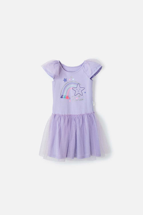 VESTIDO DE LITTLEMIC CON TULL LILA PARA NIÑA 2T A 5T