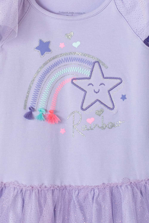 VESTIDO DE LITTLEMIC CON TULL LILA PARA NIÑA 2T A 5T