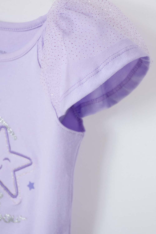 VESTIDO DE LITTLEMIC CON TULL LILA PARA NIÑA 2T A 5T