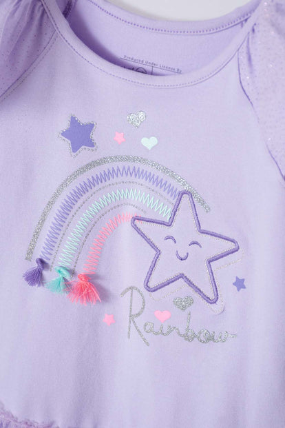 VESTIDO DE LITTLEMIC CON TULL LILA PARA NIÑA 2T A 5T