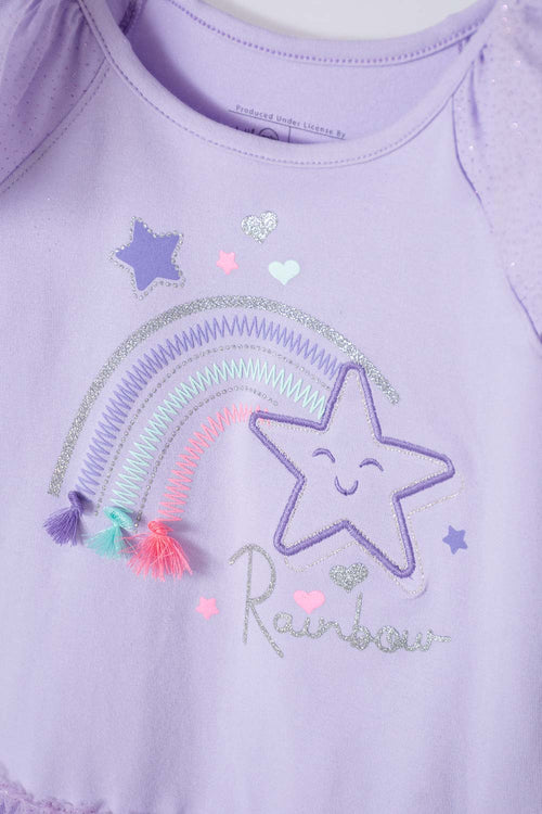 VESTIDO DE LITTLEMIC CON TULL LILA PARA NIÑA 2T A 5T