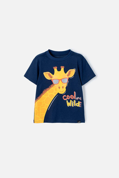CAMISETA DE LITTLE MIC MANGA CORTA AZUL PARA NIÑO 2T A  5T