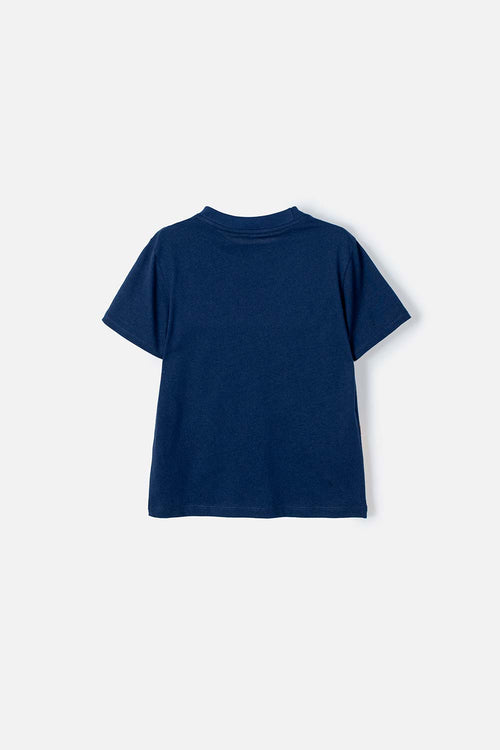 CAMISETA DE LITTLE MIC MANGA CORTA AZUL PARA NIÑO 2T A  5T