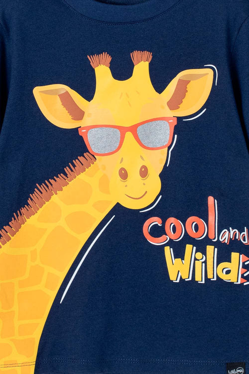 CAMISETA DE LITTLE MIC MANGA CORTA AZUL PARA NIÑO 2T A  5T