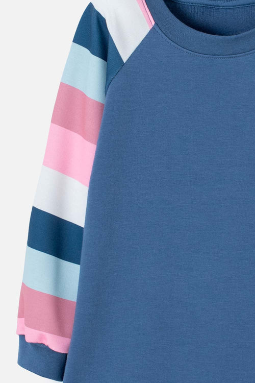 VESTIDO DE LITTLE MIC MANGA LARGA AZUL PARA NIÑA 2T A 5T