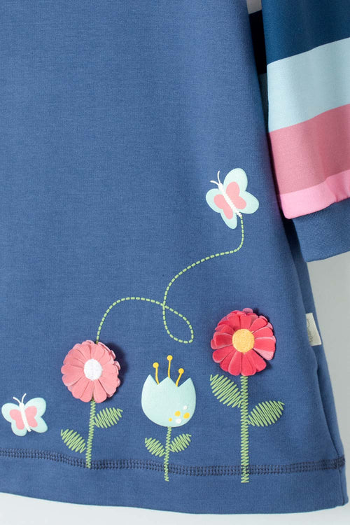 VESTIDO DE LITTLE MIC MANGA LARGA AZUL PARA NIÑA 2T A 5T