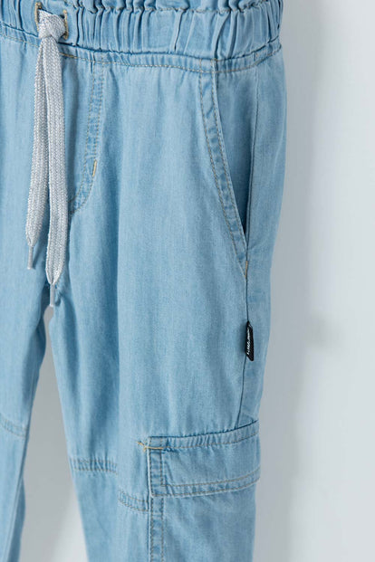 JOGGER LITTLEMIC CON CORDÓN AZUL CLARO PARA NIÑA 2T A 5T