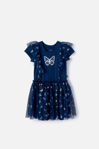 VESTIDO DE MIC CON TULL AZUL PARA NIÑA