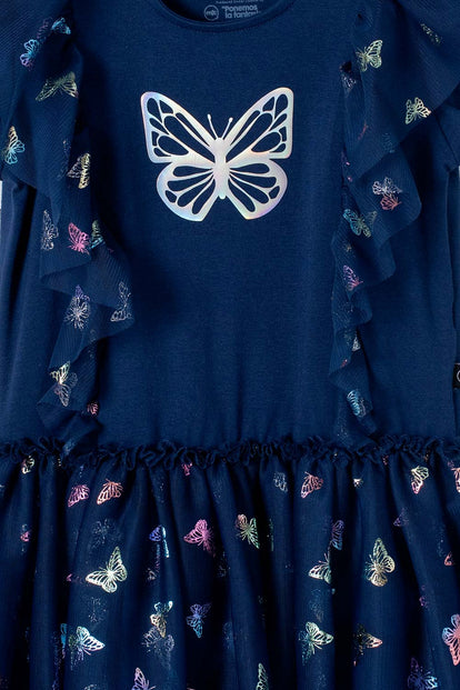 VESTIDO DE MIC CON TULL AZUL PARA NIÑA