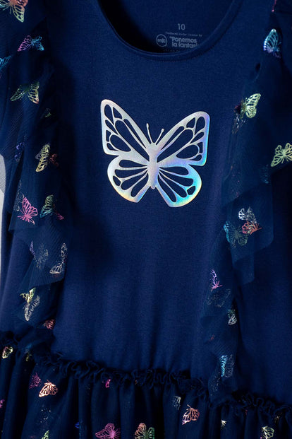 VESTIDO DE MIC CON TULL AZUL PARA NIÑA