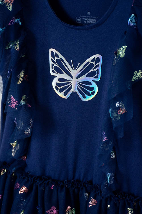 VESTIDO DE MIC CON TULL AZUL PARA NIÑA