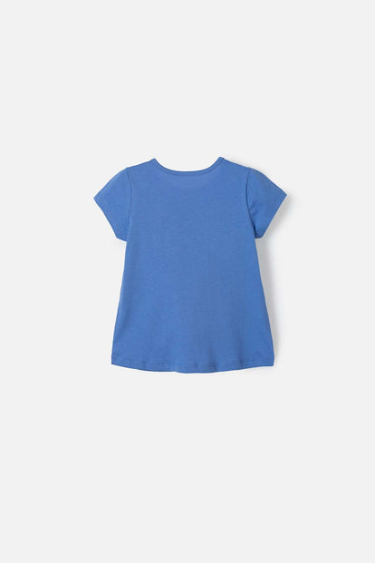 CAMISETA DE LITTLEMIC MANGA CORTA AZUL PARA NIÑA 2T A 5T