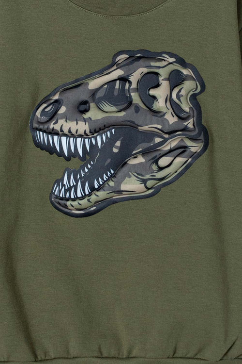 BUZO DE MIC CUELLO REDONDO CERRADO VERDE MILITAR PARA NIÑO