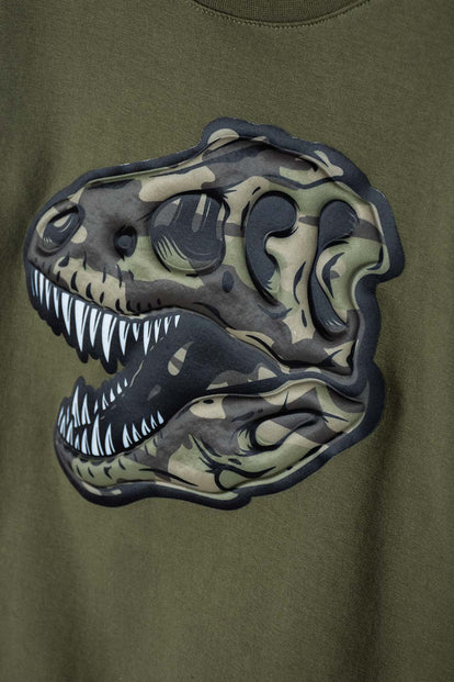 BUZO DE MIC CUELLO REDONDO CERRADO VERDE MILITAR PARA NIÑO