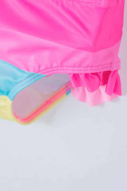 VESTIDO DE BAÑO LITTLEMIC MULTICOLOR MANGA LARGA PARA NIÑA 2T A 5T