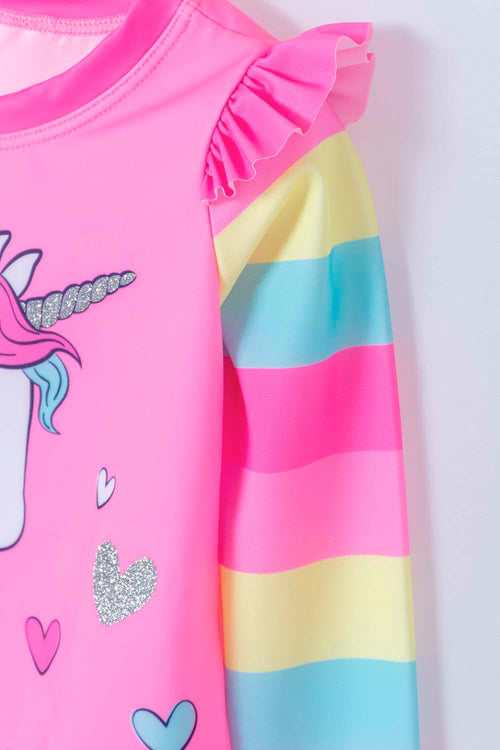 Card slide image -  VESTIDO DE BAÑO LITTLEMIC MULTICOLOR MANGA LARGA PARA NIÑA 2T A 5T