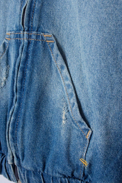 CHAQUETA DE MIC CON CAPUCHA AZUL MEDIO PARA NIÑA