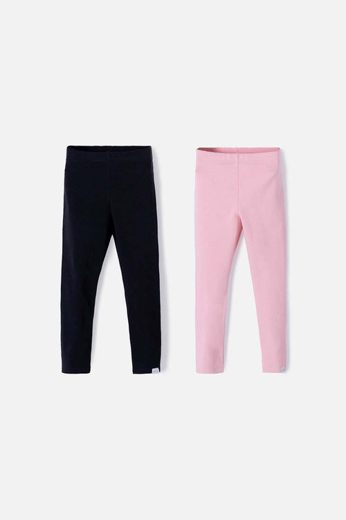Card slide image -  LEGGINS X2 DE LITTLEMIC NEGRO Y PALO DE ROSA  PARA NIÑA 2T A 5T
