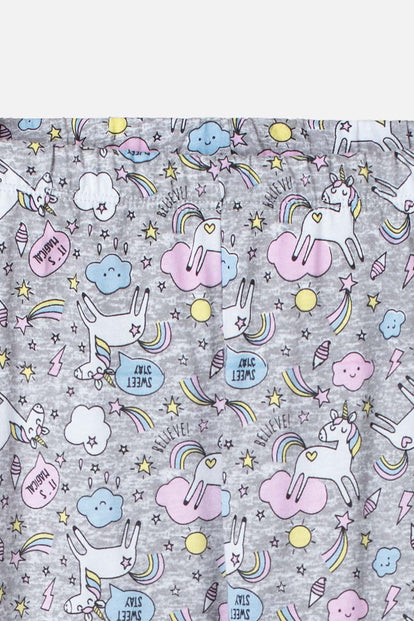 PIJAMA DE MIC CON PANTALÓN LARGO BLANCO Y GRIS PARA NIÑA