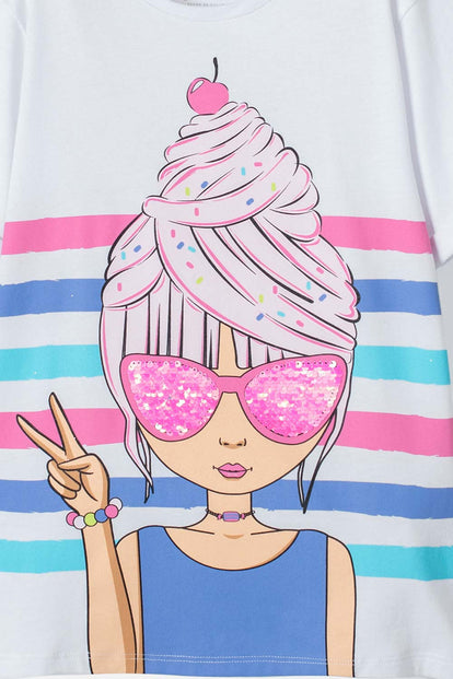 CAMISETA MIC BLANCA MANGA CORTA PARA NIÑA