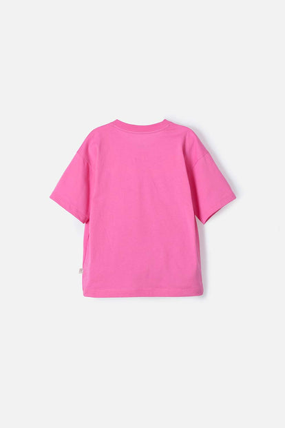 CAMISETA MIC ROSADA CON BORDADO EN LENTEJUELAS PARA NIÑA