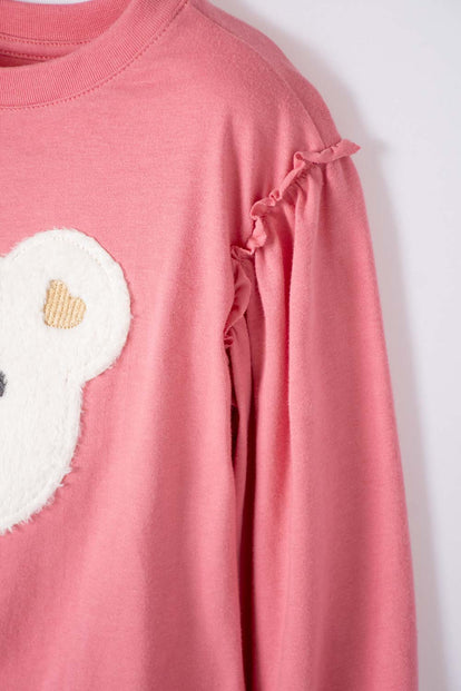 CAMISETA DE LITTLEMIC MANGA LARGA ROSA VIEJO PARA NIÑA 2T A 5T