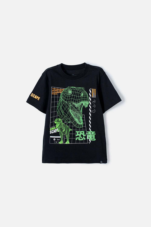 CAMISETA MIC NEGRA ESTAMPADA PARA NIÑO