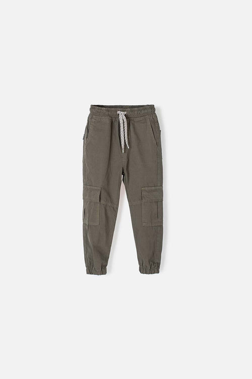 JOGGER DE LITTLEMIC CON CORDÓN VERDE MILITAR PARA NIÑO 2T A 5T