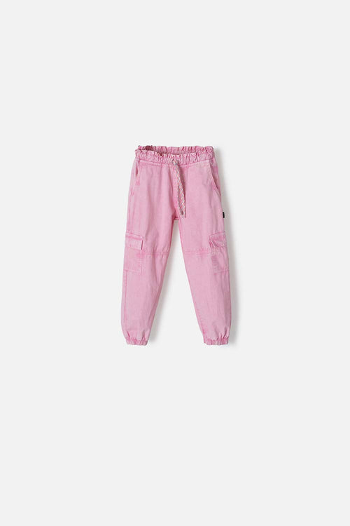 JOGGER DE LITTLEMIC CON CORDON ROSADO PARA NIÑA 2T A 5T