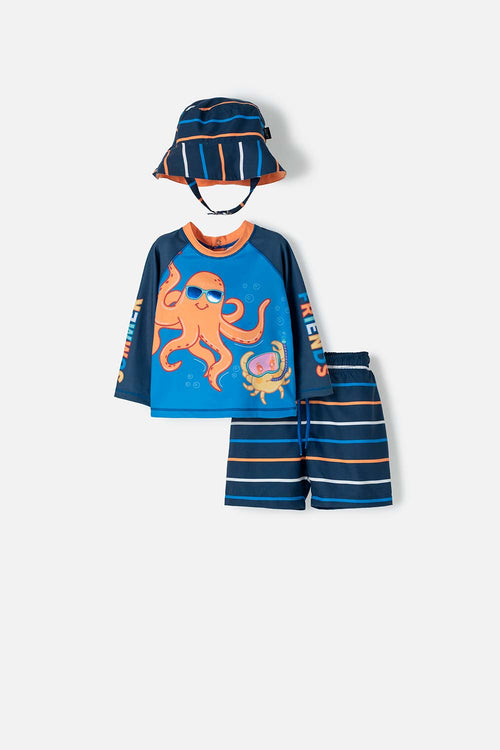 CONJUNTO DE BAÑO LITTLEMIC MANGA LARGA MULTICOLOR PARA BEBÉ NIÑO