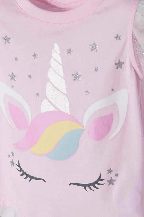 CAMISETA DE LITTLEMIC CON DIADEMA MULTICOLOR PARA NIÑA 2T A 5T