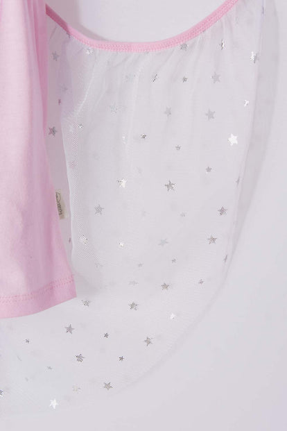 CAMISETA DE LITTLEMIC CON DIADEMA MULTICOLOR PARA NIÑA 2T A 5T