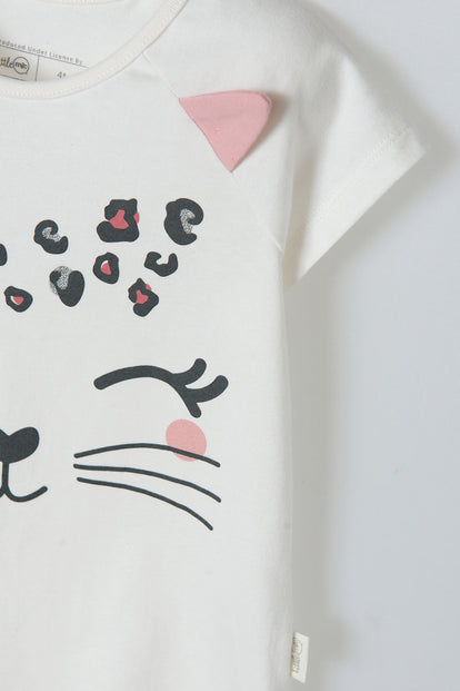 CONJUNTO DE LITTLEMIC CON DIADEMA MARFIL Y PALO DE ROSA PARA NIÑA 2T A 5T